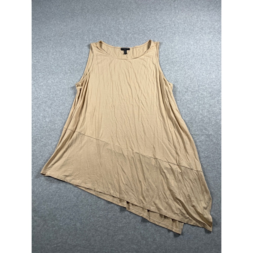 Eileen Fisher Tank Top Womens 2X Tan Asymmetrical Lagenlook Minimalist Capsule